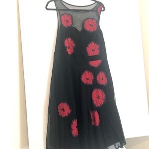 NWOT Black Mesh Embroidered Dress